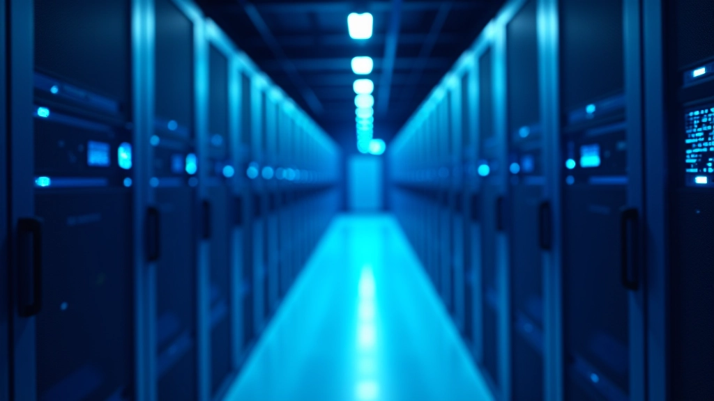 Moderns datu centrs ar serveru infrastruktūru un LED apgaismojumu